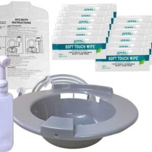 AUS Portable Hemorrhoid Therapy Toilet Sitz Bath Bidet Tub Postpartum Patient:Sitz Bath Graphite with Shattaf Solution Bag And Wipes